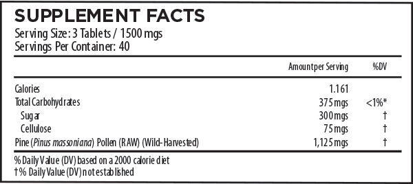 Pine Pollen Tablets Supplement Facts Pine Pollen Tablets Supplement Facts
