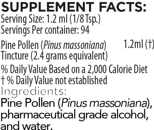 Pine Pollen Tincture 4 Ounce Supplement Facts Pine Pollen Tincture 4 Ounce Supplement Facts